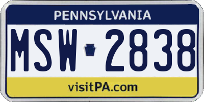 PA license plate MSW2838