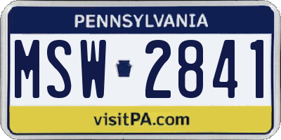 PA license plate MSW2841