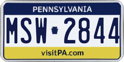PA license plate MSW2844