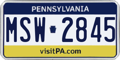 PA license plate MSW2845