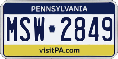 PA license plate MSW2849