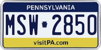 PA license plate MSW2850