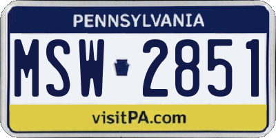 PA license plate MSW2851