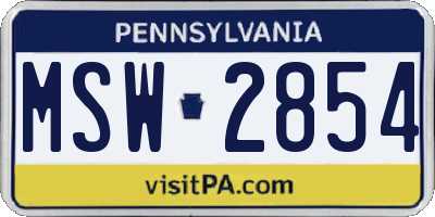 PA license plate MSW2854