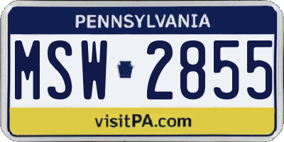 PA license plate MSW2855