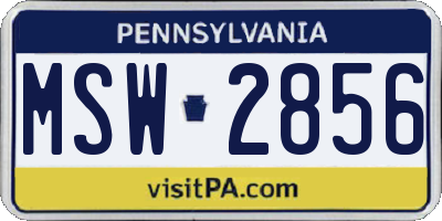 PA license plate MSW2856