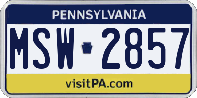 PA license plate MSW2857