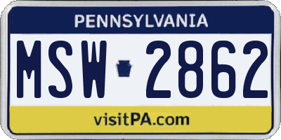 PA license plate MSW2862