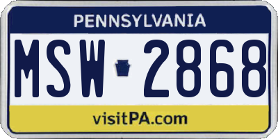 PA license plate MSW2868