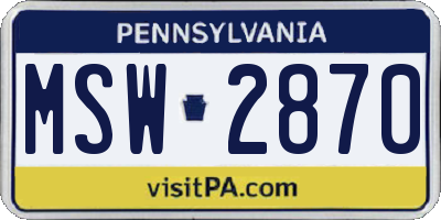 PA license plate MSW2870