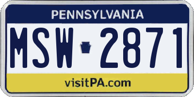 PA license plate MSW2871