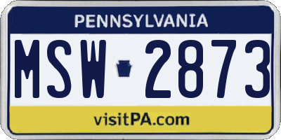 PA license plate MSW2873