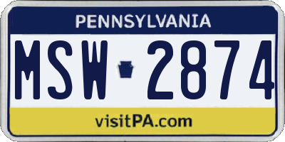 PA license plate MSW2874