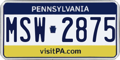 PA license plate MSW2875