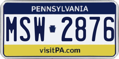 PA license plate MSW2876