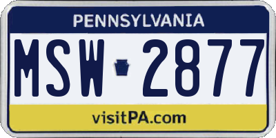 PA license plate MSW2877