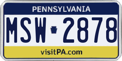 PA license plate MSW2878