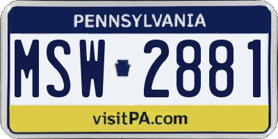 PA license plate MSW2881