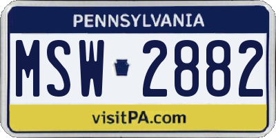 PA license plate MSW2882