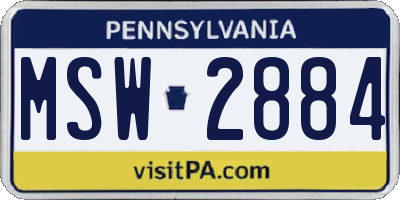 PA license plate MSW2884