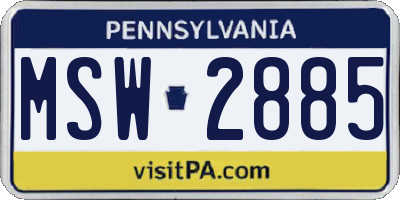 PA license plate MSW2885