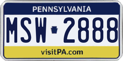 PA license plate MSW2888