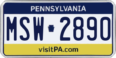 PA license plate MSW2890