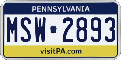 PA license plate MSW2893
