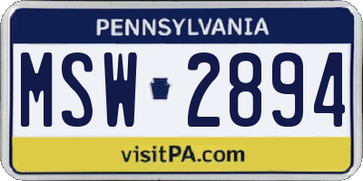 PA license plate MSW2894