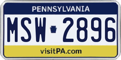 PA license plate MSW2896