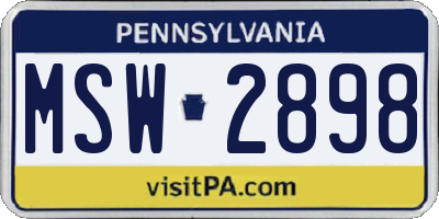 PA license plate MSW2898