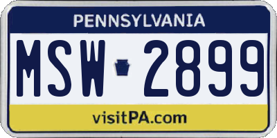 PA license plate MSW2899