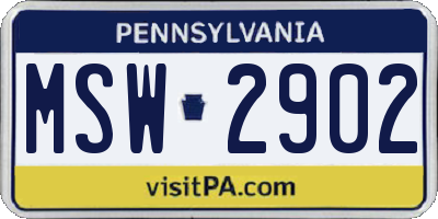 PA license plate MSW2902
