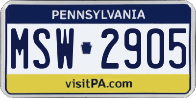 PA license plate MSW2905