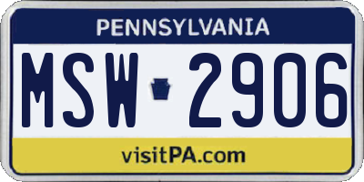 PA license plate MSW2906