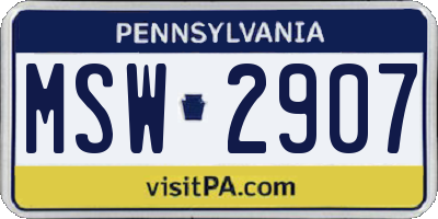 PA license plate MSW2907
