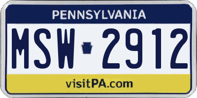 PA license plate MSW2912