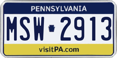 PA license plate MSW2913
