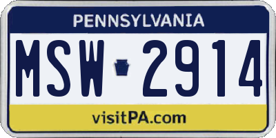 PA license plate MSW2914