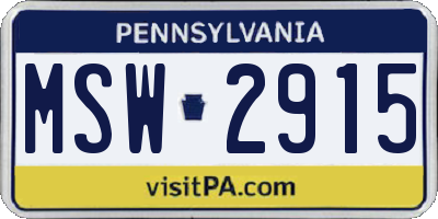 PA license plate MSW2915