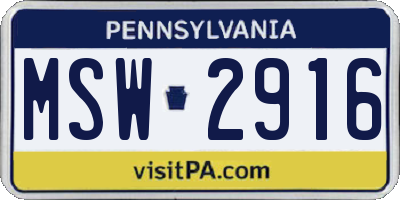 PA license plate MSW2916