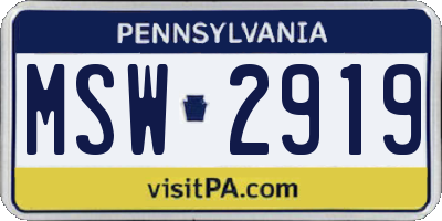 PA license plate MSW2919
