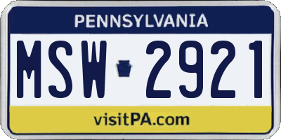 PA license plate MSW2921