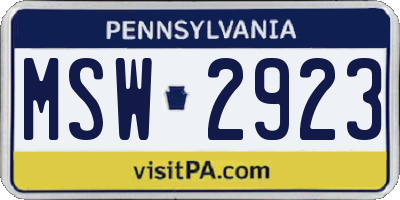 PA license plate MSW2923