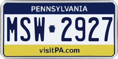 PA license plate MSW2927