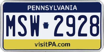 PA license plate MSW2928