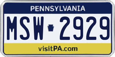 PA license plate MSW2929