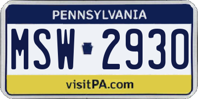 PA license plate MSW2930