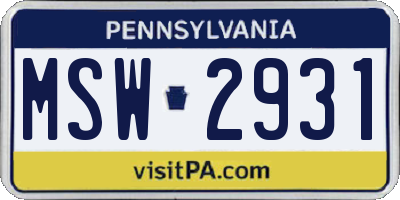 PA license plate MSW2931