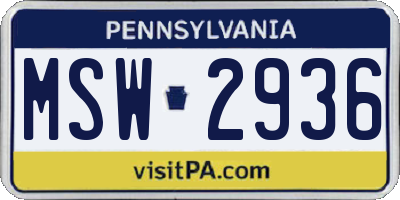 PA license plate MSW2936